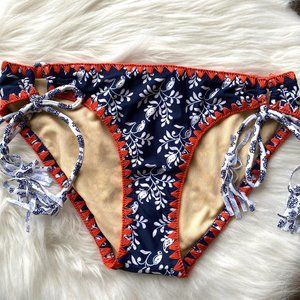 Jessica Simpson Navy Blue Floral Swimsuit Bikini Bottom (NWT) - Small